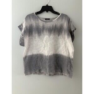 Lace Brand Shirt Small Gray Ombre Linen Italy Lagenlook Coastal Beach Oversize
